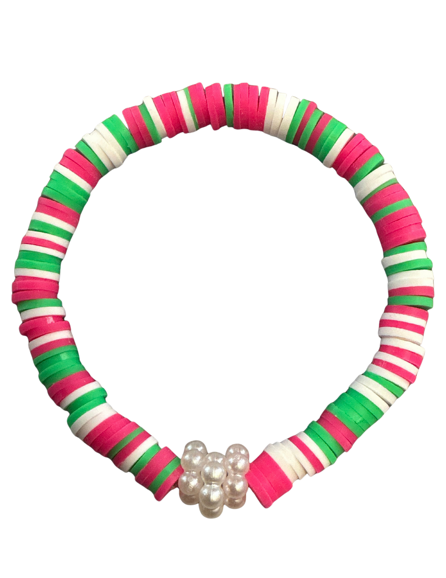 Peppermint Pearl Clay Beaded Bracelet