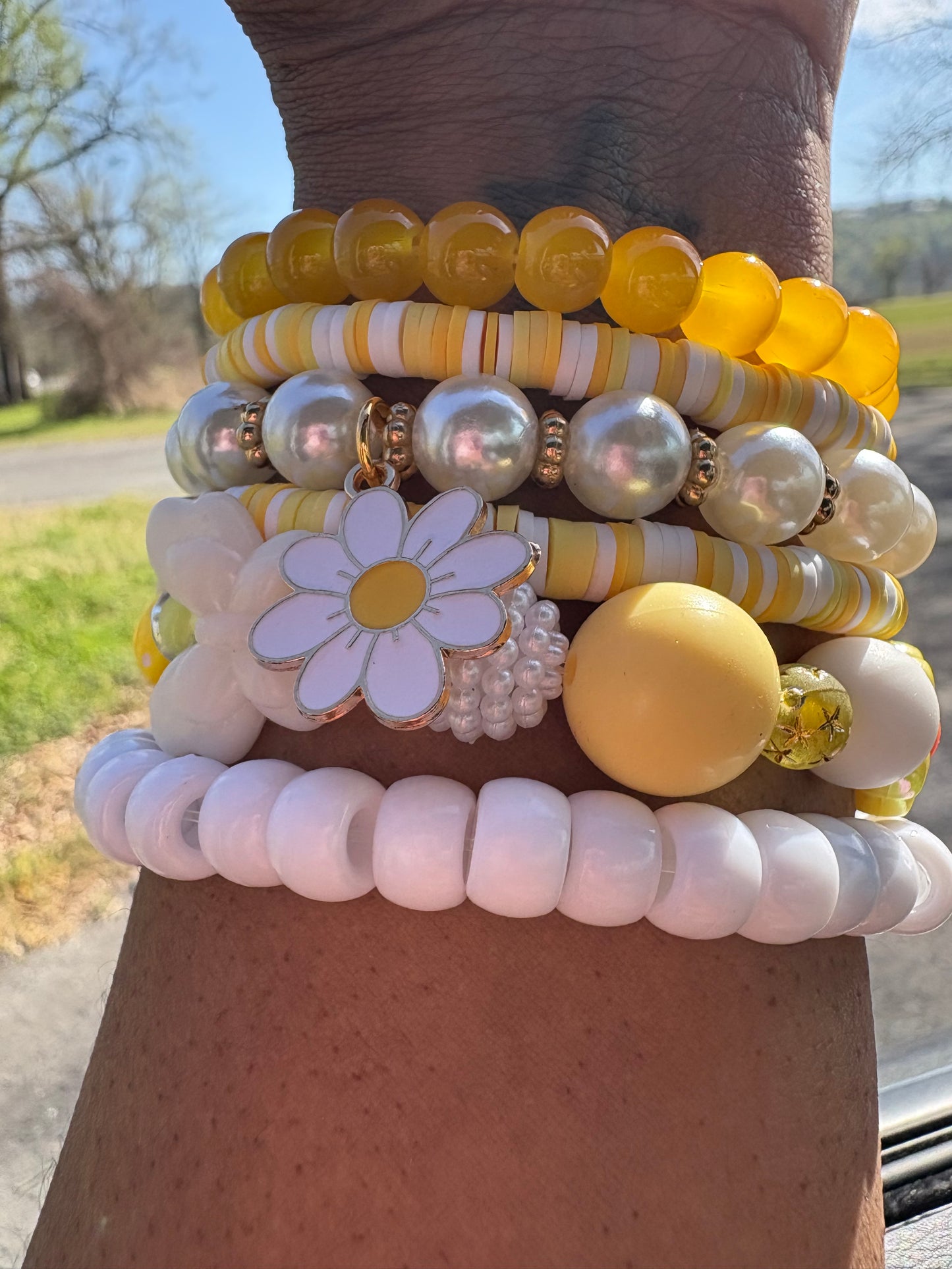 Sunshine Baby Yellow Chunky Beaded Bracelet Stack