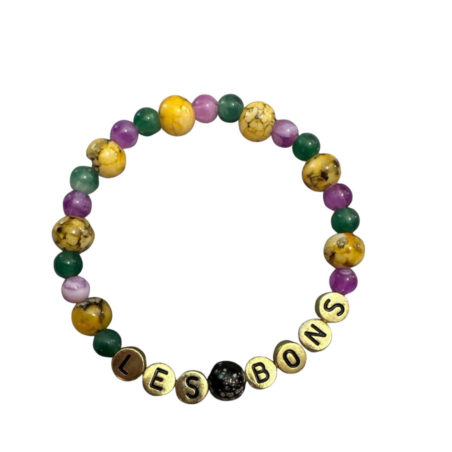 Mardi Gras Themed Natural Stone Bracelet Set