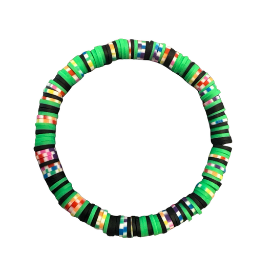 Emerald Frequency Clay Beaded Bracelet