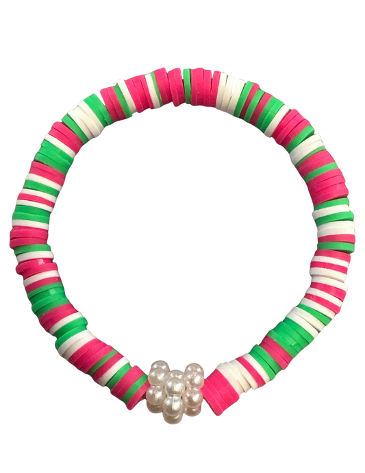 Peppermint Pearl Clay Beaded Bracelet