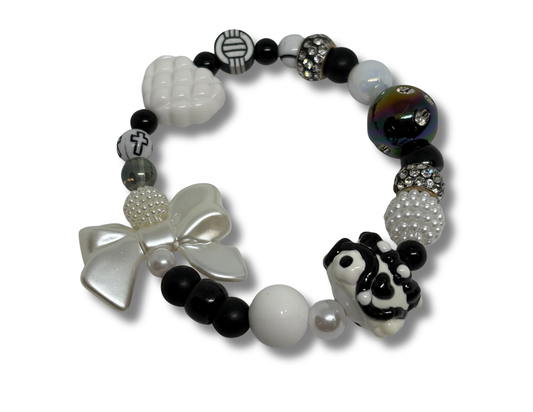 Midnight Angel Chunky Black/White Beaded Bracelet