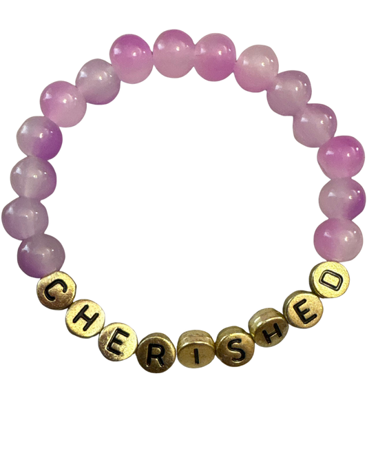 "Cherished" Natural Stone Affirmation Bracelet