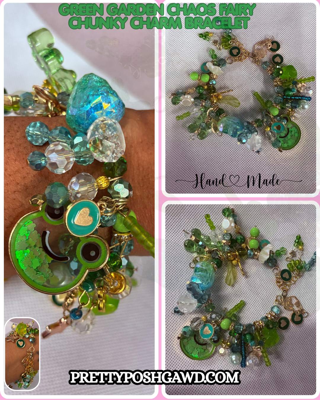 Green Garden Chaos Fairy Chunky Charm Bracelet