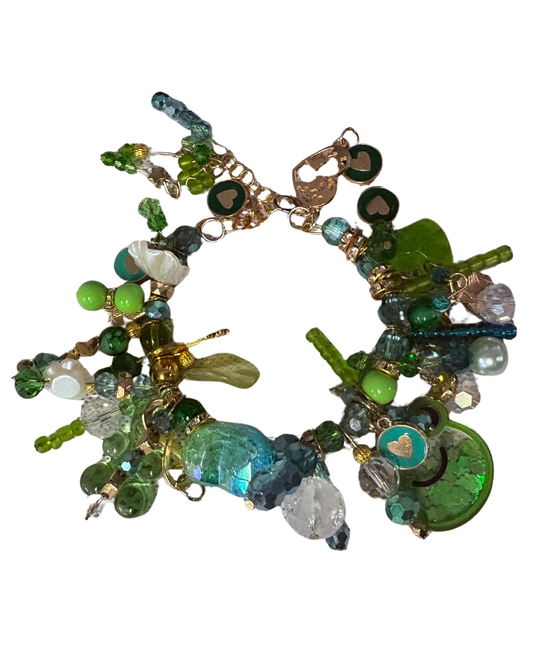 Green Garden Chaos Fairy Chunky Charm Bracelet