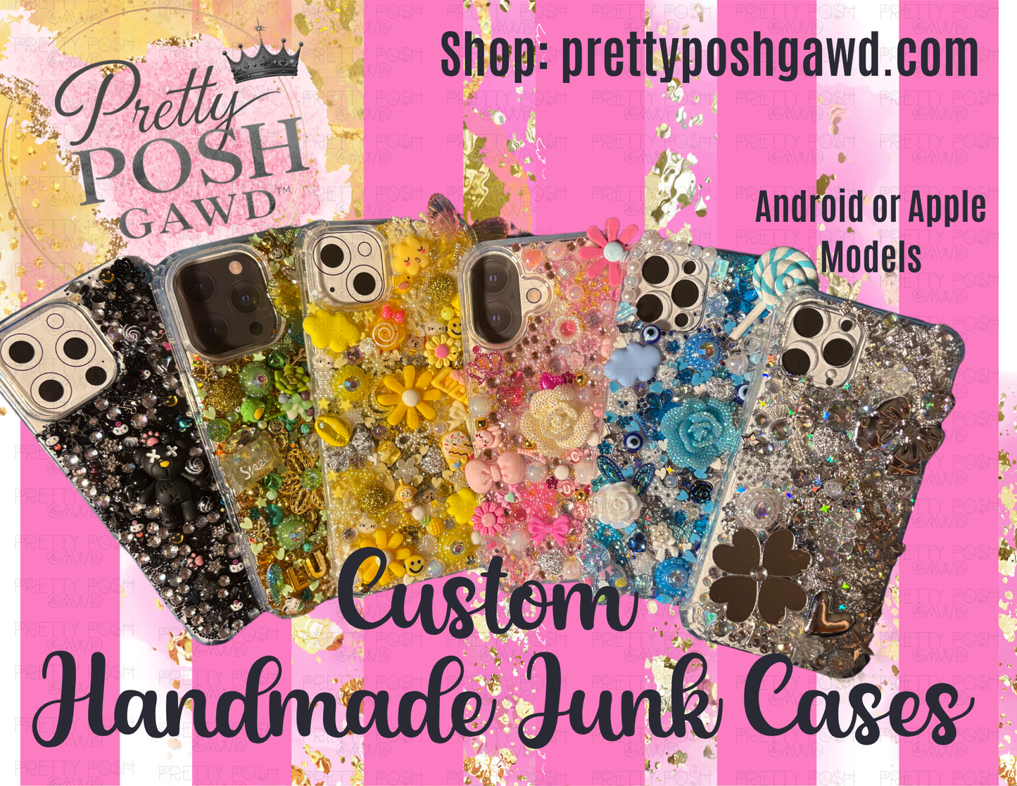 Custom Handmade Junk Phone Cases | Luxury Bling iPhone & Android Cases ✨